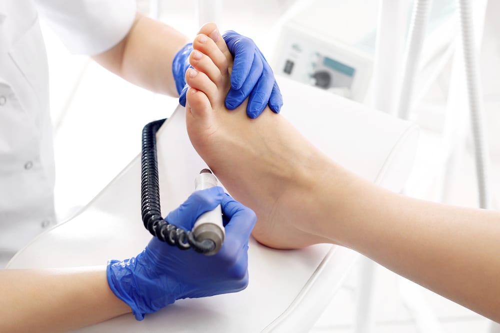 Doctor working on foot